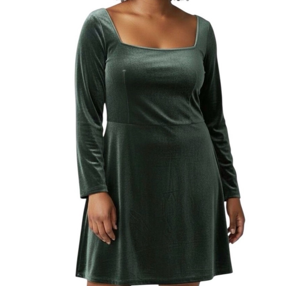 Old Navy Women's Fit & Flare Velvet Mini Dress Dark Green Size XXL